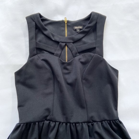 River Island X ASOS Black Caged Cut-Out Party Mini Skater Mini Dress M - Picture 5 of 12